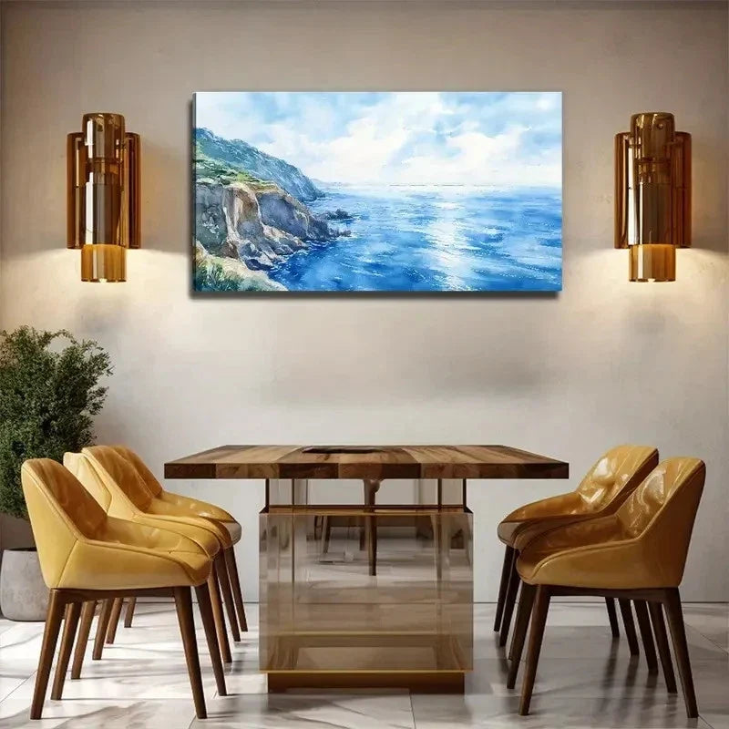 Sea View Suitable Aesthetic Wall Art Canvas Office Home Room Framed 120x60cm
