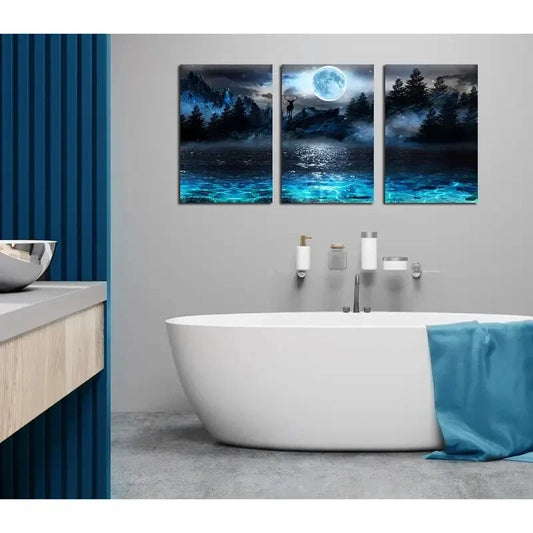 3pcs  Snow-Capped Mountains & Blue Waters Metal Print Ready to Hang Art
