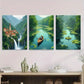 3pcs Scenic Waterfall Village Vibrant Nature Wall Art Set Canvas Framed 40x60cm - High Quality Print 100% Australian Made Wall Canvas Ready to Hang
