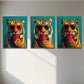 3pcs Vibrant Tiger with Fashion Glasses & Red C Metal Print Ready to Hang Art