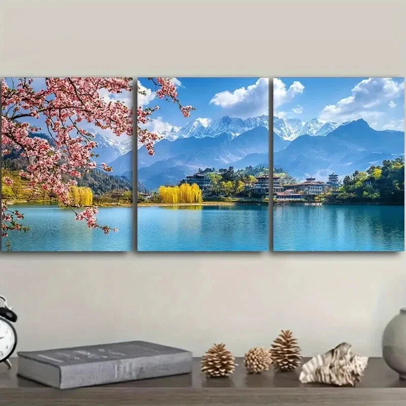 3pcs Featuring Lijiang, Yunnan, Metal Print Ready to Hang Art