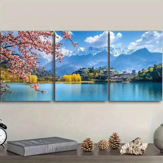 3pcs Featuring Lijiang, Yunnan, Metal Print Ready to Hang Art