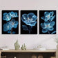 3pcs  Portrait Bright Blue Flower Painting Metal Print Ready to Hang Art