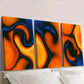 3pcs Orange & Blue Dynamic Line Drawing Wall Art Set Canvas Framed 40x60cm - High Quality Print 100% Australian Made Wall Canvas Ready to Hang