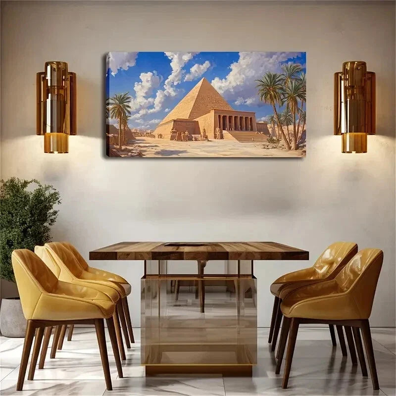 Pyramid & Colonnade Landscape Wall Art Canvas Office Home Room Framed 120x60cm