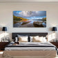 Serene Lake & Boats Decor Wall Art Canvas Office Home Room Framed 80x45cm