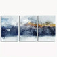 3pcs Blue & Gold Abstract Mountains Canvas Framed 40x60cm - High Quality Print 100% Australian Made Wall Canvas Ready to Hang