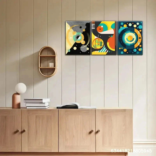 3pcs Celestial Symphony, Abstract music instrument Metal Print Ready to Hang Art