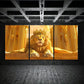 3pcs Stunning Golden Crown and Lion Metal Print Ready to Hang Art