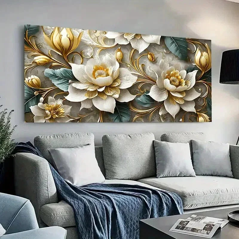 Golden Tree of Life Design Wall Art Canvas Office Home Room Framed 120x60cm