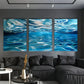 3pcs Abstract Blue and White Swirl Metal Print Ready to Hang Art