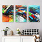 3pcs Vibrant Bold Colors, Geometric Shapes Metal Print Ready to Hang Art