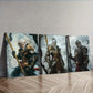 3pcs Mythology Monkey King,Wall Art Set Canvas Framed 40x60cm - High Quality Print 100% Australian Made Wall Canvas Ready to Hang