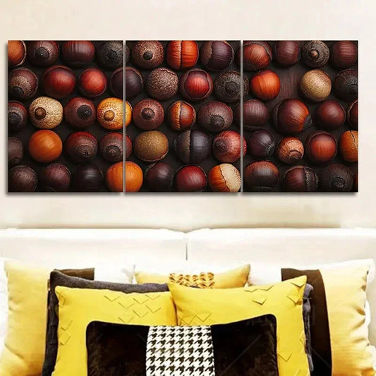 3pcs Modern Style Acorn Metal Print Ready to Hang Art