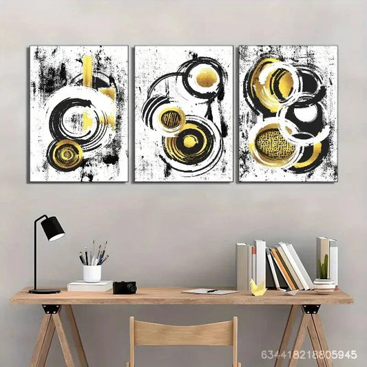 3pcs Abstract art poster, trendy fashion Metal Print Ready to Hang Art