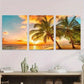 3pcs Vibrant Sunset Palm Tree Beach Sunset Wall Art Set Canvas Framed 40x60cm - High Quality Print 100% Australian Made Wall Canvas Ready to Hang