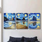 3pcs starry sky landscape Van Gogh style painting  Metal Print Ready to Hang Art