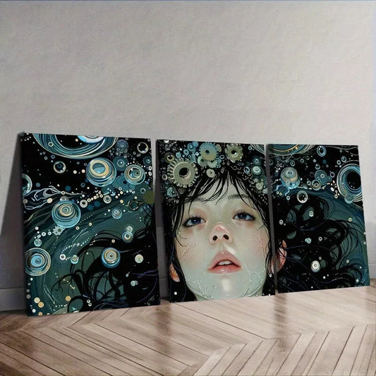 3pcss Sea goddess Nature Water Wall Art Set Canvas Framed 40x60cm - High Quality Print 100% Australian Made Wall Canvas Ready to Hang