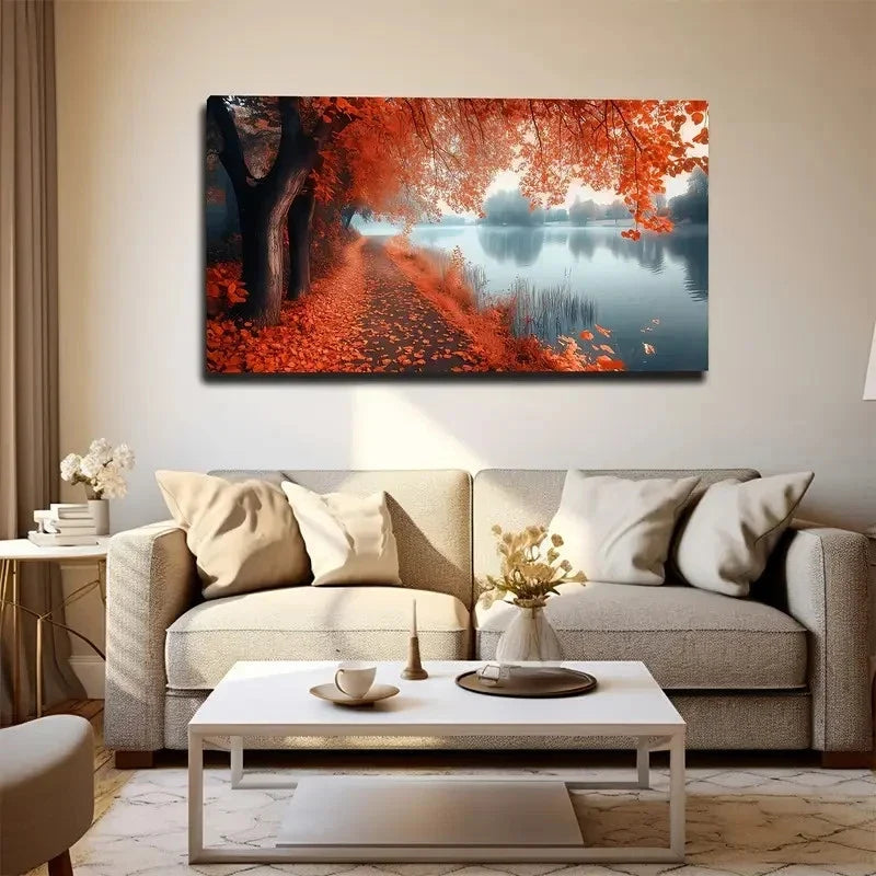 Abstract Calm Maple Leaf Wall Art canvas office home room framed 120x60cm