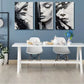 3pcs Abstract Minimalism Black and White Lines Human Face Canvas Framed 40x60cm - High Quality Print 100% Australian Made Wall Canvas Ready to Hang