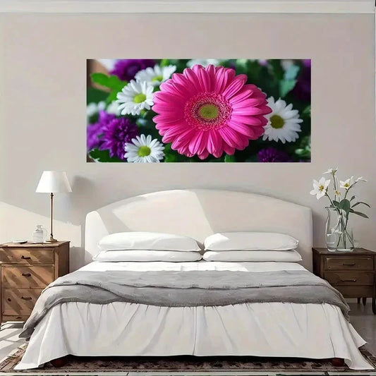 Modern Vintage Floral Wall Art Canvas Office Home Room Framed 80x45cm