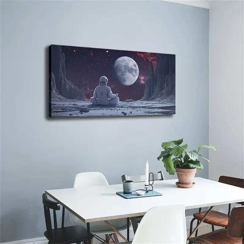 An Astronaut Meditating Wall Art Canvas Office Home Room Framed 120x60cm