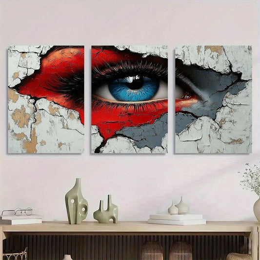 3pcs Abstract Graffiti Gray White Metal Print Ready to Hang Art
