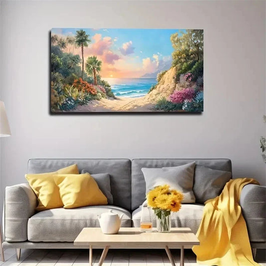 Leisurely Seaside View Interior Wall Art Canvas Office Home Room Framed 120x60cm