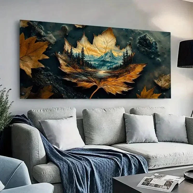 Foliage Mountain Lake wall canvas office home room framed 120x60cm