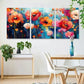 3pcs Vibrant Poppy & Daisy Painting Wall Art Set Canvas Framed 40x60cm - High Quality Print 100% Australian Made Wall Canvas Ready to Hang