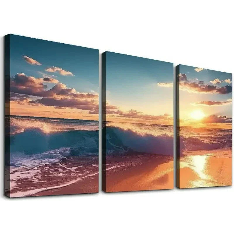 3pcs Golden Lily Wall Art Set Canvas Framed 40x60cm - High Quality Print 100% Australian Made Wall Canvas Ready to Hang