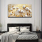 Golden Floral Botanical Wall Art canvas office home room framed 120x60cm