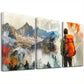 3pcs Mountain And Hiker & Snow-Capped Peaks Wall Art Set Canvas Framed 40x60cm - High Quality Print 100% Australian Made Wall Canvas Ready to Hang