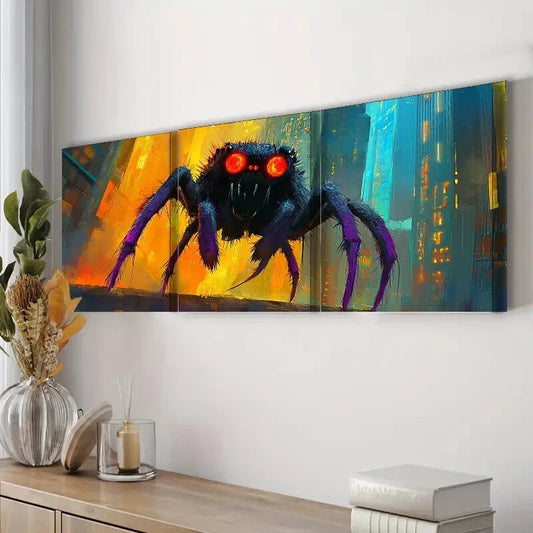 3pcs Spider Monster Danger Darkness Perfect Wall Art Set Canvas Framed 40x60cm - High Quality Print 100% Australian Made Wall Canvas Ready to Hang