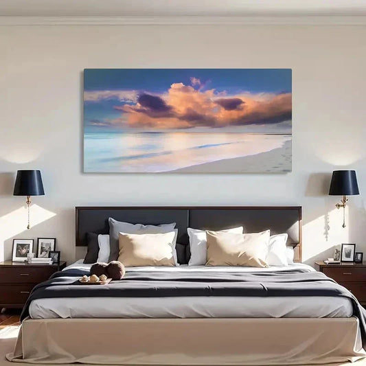 Contemporary Seaside Landscape Wall Art Canvas Office Home Room Framed 120x60cm