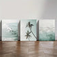 3pcs Ocean View Palm Trees Beach Minimalism Metal Print Ready to Hang Art