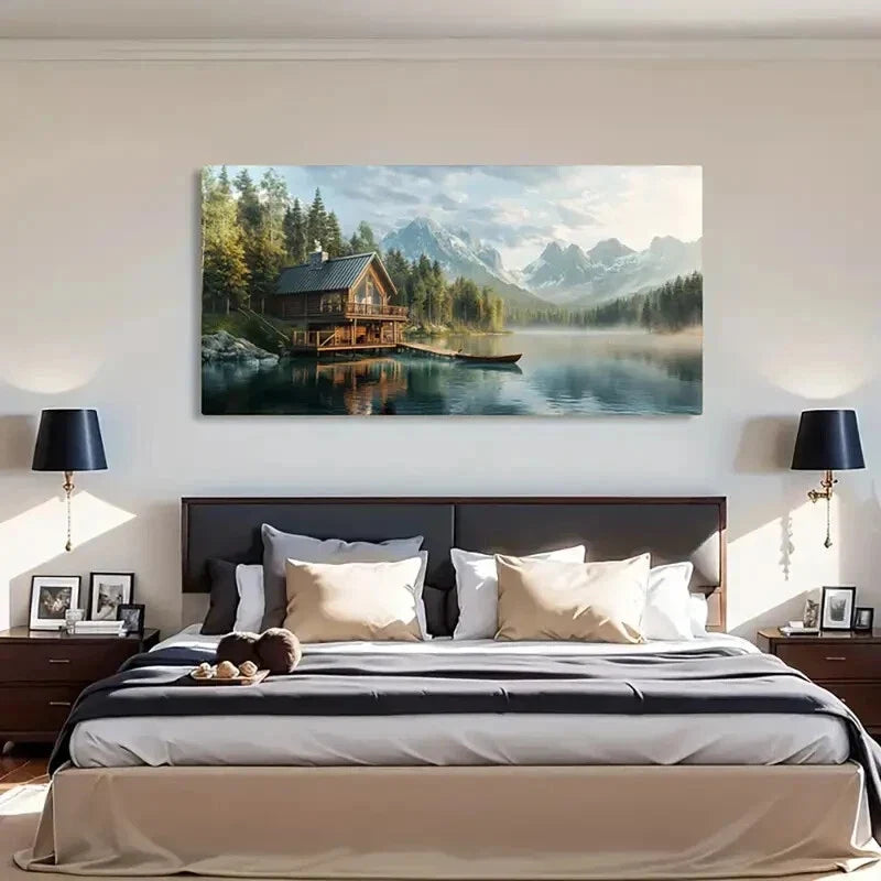 Alpine Scenery Contemporary Wall Art Canvas Office Home Room Framed 120x60cm