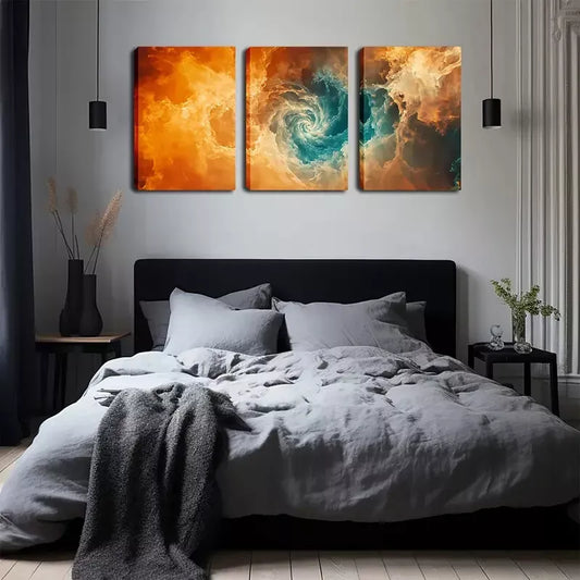 3pcs Psychedelic Nebula Wall Art Set Canvas Framed 40x60cm - High Quality Print 100% Australian Made Wall Canvas Ready to Hang