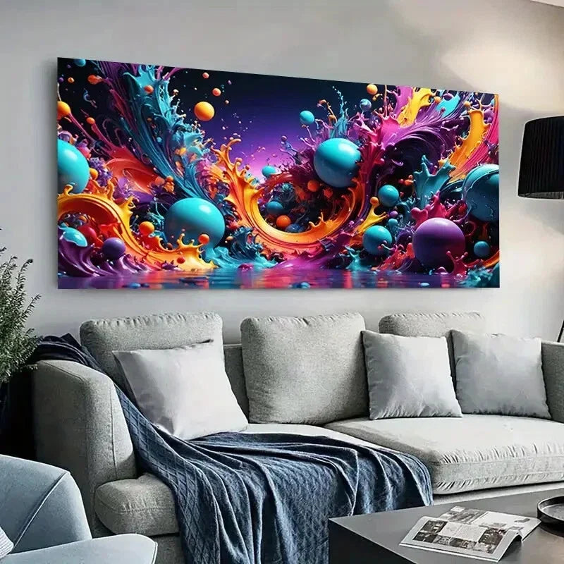 Colorful Bubble Explosion Wall Art Canvas Office Home Room Framed 80x45cm