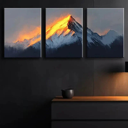3pcs Mountain Top Sun Shine Nature Perfect Wall Art Set Canvas Framed 40x60cm - High Quality Print 100% Australian Made Wall Canvas Ready to Hang