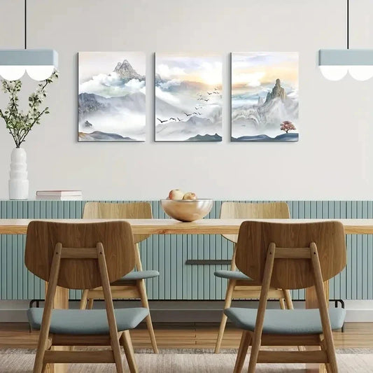 3pcs Mountain Landscape Contemporary Abstract Metal Print Ready to Hang Art