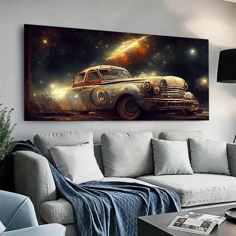 Modern Winter Starry Car wall canvas office home room framed 120x60cm