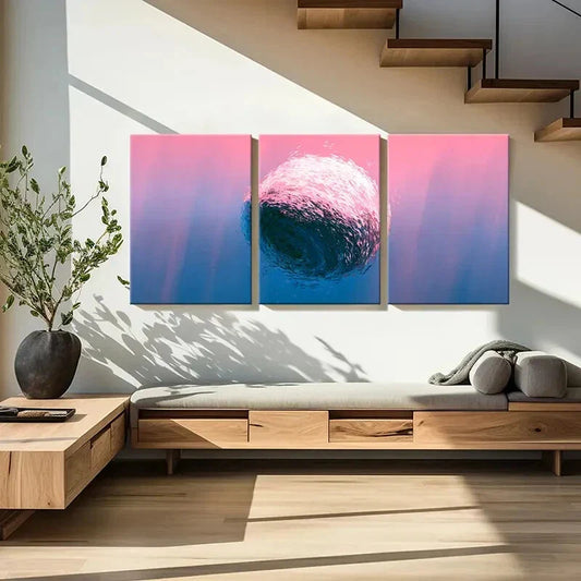 3pcs Pink Bubbles & Colorful Sky Metal Print Ready to Hang Art