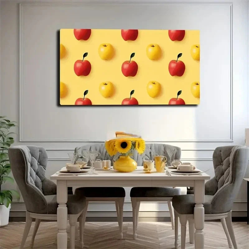 Apple Simple Same Quantity Wall Art Canvas Office Home Room Framed 120x60cm