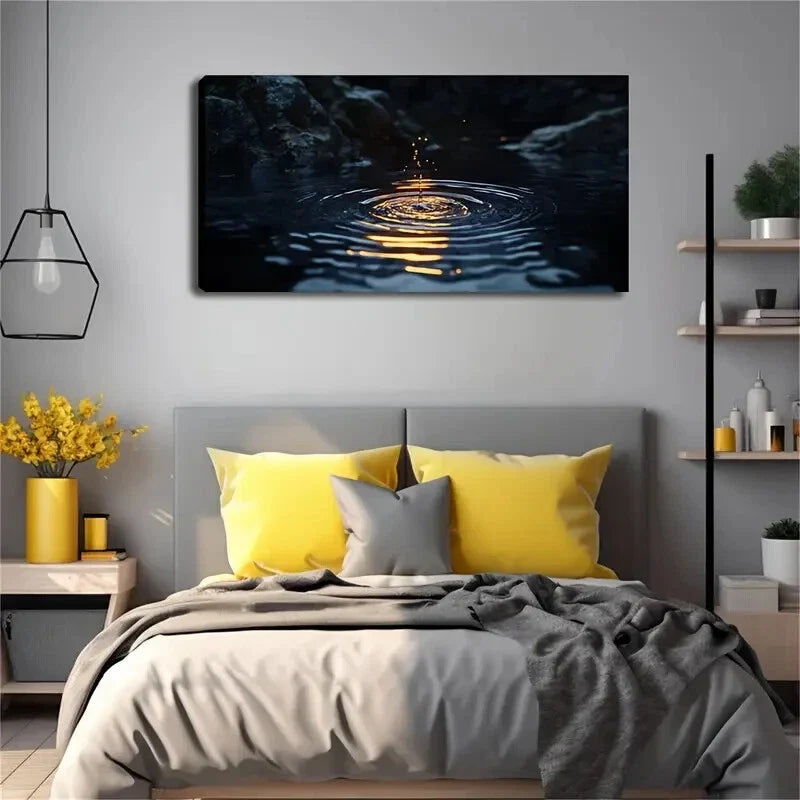 Water Droplets Fall Into Water Wall Art Canvas Office Home Room Framed 120x60cm