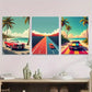 3pcs Vintage Car Coastal Road Beach Palm Trees Wall Art Set Canvas Framed 40x60cm - High Quality Print 100% Australian Made Wall Canvas Ready to Hang