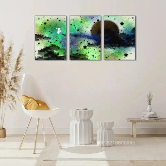 3pcs Stars, Clouds, Magic World Metal Print Ready to Hang Art