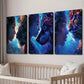 3pcs Galaxy-Themed with Lions Wolves Cheetahs Wall Art Set Canvas Framed 40x60cm - High Quality Print 100% Australian Made Wall Canvas Ready to Hang