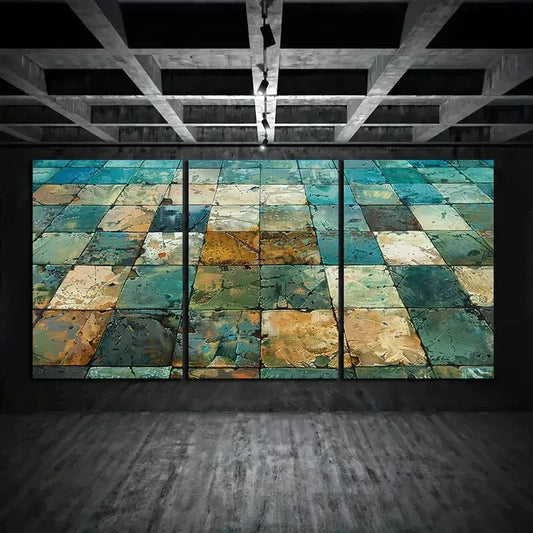 3pcs Abstract Geometric Modern Decorative Metal Print Ready to Hang Art