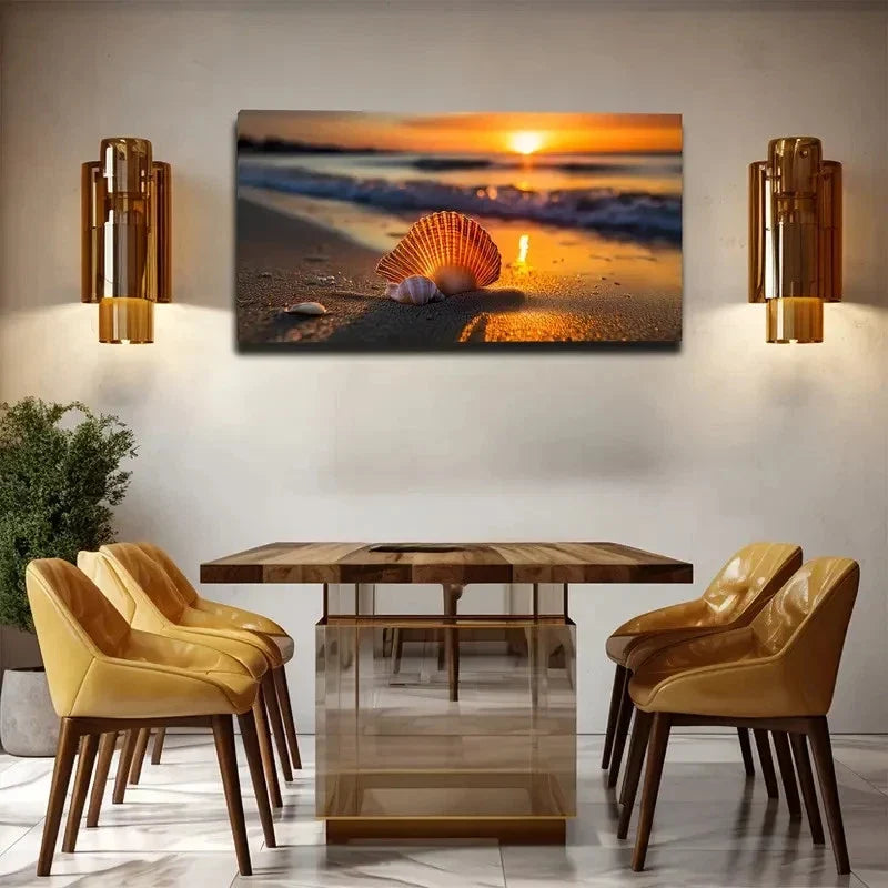 Modern Coastal Beach Wall Art Canvas Office Home Room Framed 80x45cm